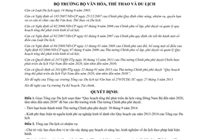 Quyết định 1594/QĐ-BVHTTDL 2013 giao nhiệm vụ soạn thảo phát triển du lịch Đông Nam Bộ đến 2020