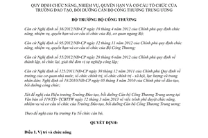Quyết định 2788/QĐ-BCT năm 2013 chức năng nhiệm vụ Trường Đào tạo bồi dưỡng