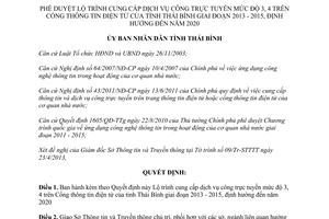 Quyết định 818/QĐ-UBND năm 2013 Lộ trình cung cấp dịch vụ công trực tuyến Thái Bình