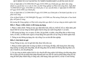 Thông tư 23/2013/TT-BNNPTNT cải tạo rừng tự nhiên nghèo kiệt là rừng sản xuất