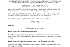 Quyết định 1160/QĐ-BGTVT năm 2013 chức năng cơ cấu tổ chức tham mưu Bộ Giao thông