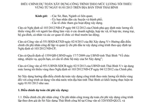 Hướng dẫn 02/SXD-QLKT điều chỉnh dự toán xây dựng công trình lương tối thiểu vùng 01/01/2013 Thái Bình