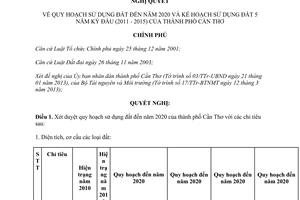 Nghị quyết 57/NQ-CP năm 2013 quy hoạch sử dụng đất đến năm 2020 kế hoạch sử dụng