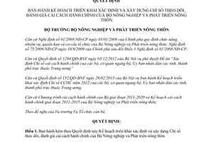 Quyết định 978/QĐ-BNN-TCCB năm 2013 Kế hoạch triển khai xác định xây dựng Chỉ số