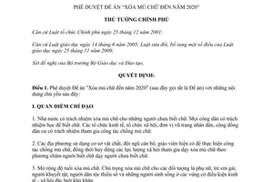 Quyết định 692/QĐ-TTg năm 2013 phê duyệt Đề án Xóa mù chữ đến năm 2020