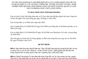 Quyết định 1075/QĐ-UBND năm 2013 Quy chế phối hợp các lực lượng tỉnh Khánh Hòa