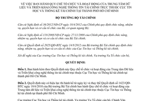 Quyết định 995/QĐ-BTC 2013 tổ chức hoạt động Trung tâm Dữ liệu Cục Tin học