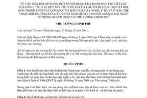 Quyết định 693/QĐ-TTg năm 2013 sửa đổi Danh mục chi tiết các loại hình tiêu chí