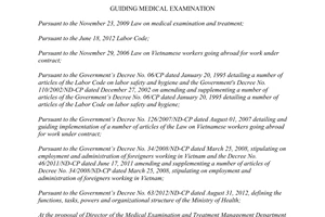 Circular No.14/2013/TT-BYT guiding medical examination