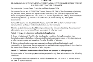 Circular No. 24/2013/TT-BNNPTNT provisions on replacement afforestation