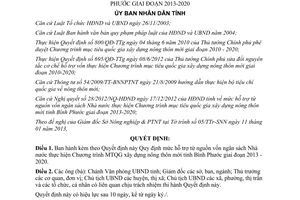 Quyết định 20/2013/QĐ-UBND vốn hỗ trợ Chương trình nông thôn mới Bình Phước