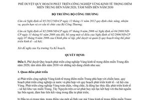 Quyết định 2836/QĐ-BCT năm 2013 phê duyệt Quy hoạch phát triển công nghiệp Vùng