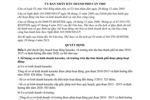 Quyết định 1494/QĐ-UBND năm 2013 hoạt động karaoke và vũ trường Cần Thơ