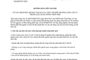 Hướng dẫn 464/HDLN-STNMT-SNN&PTNT-SXD 2013 đạt chuẩn môi trường nông thôn Vĩnh Phúc