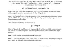 Quyết định 1197/QĐ-BGTVT 2013 Nâng cao ý thức cán bộ công chức ngành Giao thông