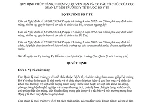 Quyết định 1534/QĐ-BYT năm 2013 chức năng nhiệm vụ Cục Quản lý môi trường y tế