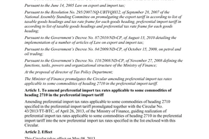 Circular No. 58/2013/TT-BTC amending preferential import tax rates applicable