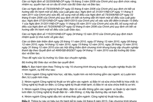 Thông tư 13/2013/TT-BGDĐT chương trình khung trung cấp chuyên nghiệp