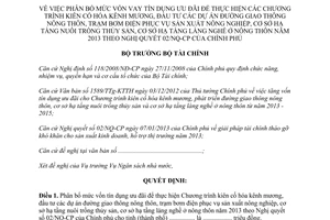 Quyết định 1058/QĐ-BTC năm 2013 phân bổ vay tín dụng ưu đãi kiên cố hóa kênh mương