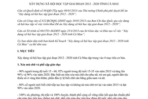 Kế hoạch 18/KH-UBND 2013 xây dựng xã hội học tập 2012 2020 Cà Mau
