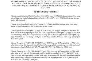 Quyết định 1042/QĐ-BTC năm 2013 sửa đổi quy tắc biểu phí trách nhiệm bảo hiểm tôm cá