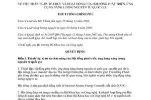 Quyết định 706/QĐ-TTg năm 2013 thành lập vị trí và chức năng Hội đồng phát triển