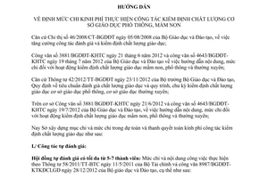 Hướng dẫn 550/HD-SGDĐT kinh phí kiểm định chất lượng cơ sở giáo dục phổ thông mầm non Kiên Giang