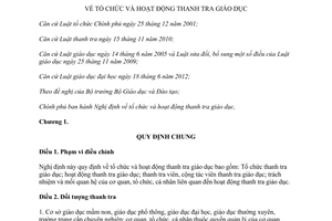 Nghị định 42/2013/NĐ-CP  tổ chức hoạt động thanh tra giáo dục