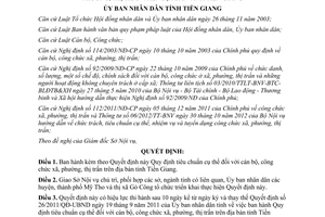 Quyết định 12/2013/QĐ-UBND tiêu chuẩn cán bộ công chức cấp xã tại Tiền Giang