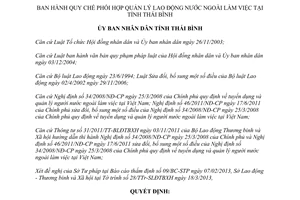 Quyết định 07/2013/QĐ-UBND quản lý lao động nước ngoài làm việc tại Thái Bình