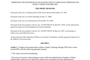 Decision No. 725/QD-TTg plan on Hanoi capital’s drainage through 2030