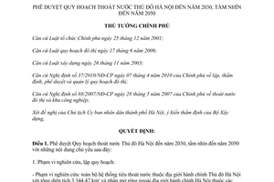 Quyết định 725/QĐ-TTg năm 2013 phê duyệt Quy hoạch thoát nước Thủ đô Hà Nội