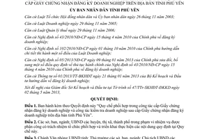 Quyết định 11/2013/QĐ-UBND Quy chế phối hợp đăng ký doanh nghiệp tại Phú Yên