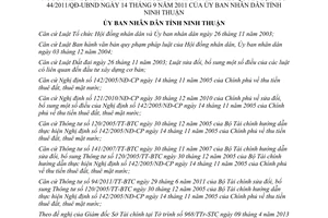 Quyết định 98/2013/QĐ-UBND sửa đổi Quyết định 44/2011/QĐ-UBND Ninh Thuận