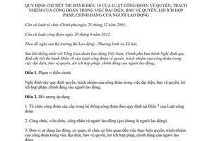 Nghị định 43/2013/NĐ-CP hướng dẫn Điều 10 Luật công đoàn quyền trách nhiệm