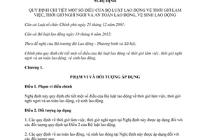 Nghị định 45/2013/NĐ-CP hướng dẫn Bộ luật lao động thời giờ làm việc nghỉ ngơi