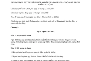 Nghị định 46/2013/NĐ-CP hướng dẫn Bộ luật lao động tranh chấp lao động