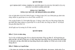 Quyết định 103/QĐ-TCDS 2013 Vụ Cơ cấu và Chất lượng dân số Tổng cục Dân số