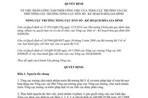 Quyết định 133/QĐ-TCDS 2013 phân công tạm thời công việc Tổng cục Phó Tổng cục Dân số