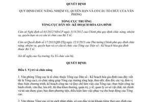 Quyết định 99/QĐ-TCDS 2013 chức năng nhiệm vụ cơ cấu Văn phòng Tổng cục Dân số