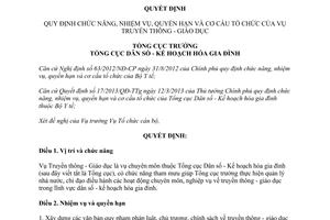 Quyết định 102/QĐ-TCDS 2013 Vụ Truyền thông Giáo dục Tổng cục Dân số