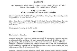 Quyết định 106/QĐ-TCDS 2013 Trung tâm nghiên cứu thông tin dữ liệu Tổng cục Dân số