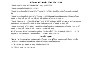 Quyết định 173/QĐ-UBND năm 2013 kế hoạch sử dụng đất 5 năm 2011-2015 Gia Bình Bắc Ninh