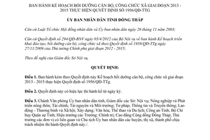 Quyết định 423/QĐ-UBND-HC năm 2013 bồi dưỡng cán bộ công chức xã 2013 2015 Đồng Tháp