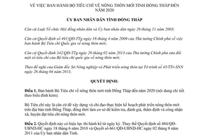 Quyết định 425/QĐ-UBND-HC năm 2013 Bộ Tiêu chí nông thôn mới Đồng Tháp 2020