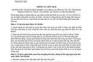 Thông tư liên tịch 10/2013/TTLT-BTP-BCA-TANDTC-VKSNDTC-BTC hướng dẫn BLHS 1999