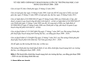 Quyết định 37/2013/QĐ-TTg điều chỉnh Quy hoạch mạng lưới trường đại học cao đẳng