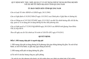 Quyết định 15/2013/QĐ-UBND mức thu nộp quản lý và sử dụng phí đường bộ