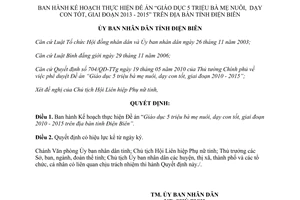 Quyết định 442/QĐ-UBND 2013 Kế hoạch thực hiện Đề án Giáo dục bà mẹ nuôi dạy con tốt Điện Biên