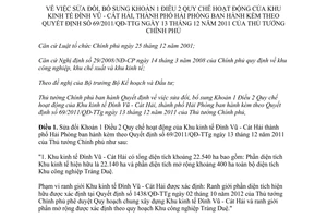 Quyết định 39/2013/QĐ-TTg sửa đổi Quy chế hoạt động của Khu kinh tế Đình Vũ